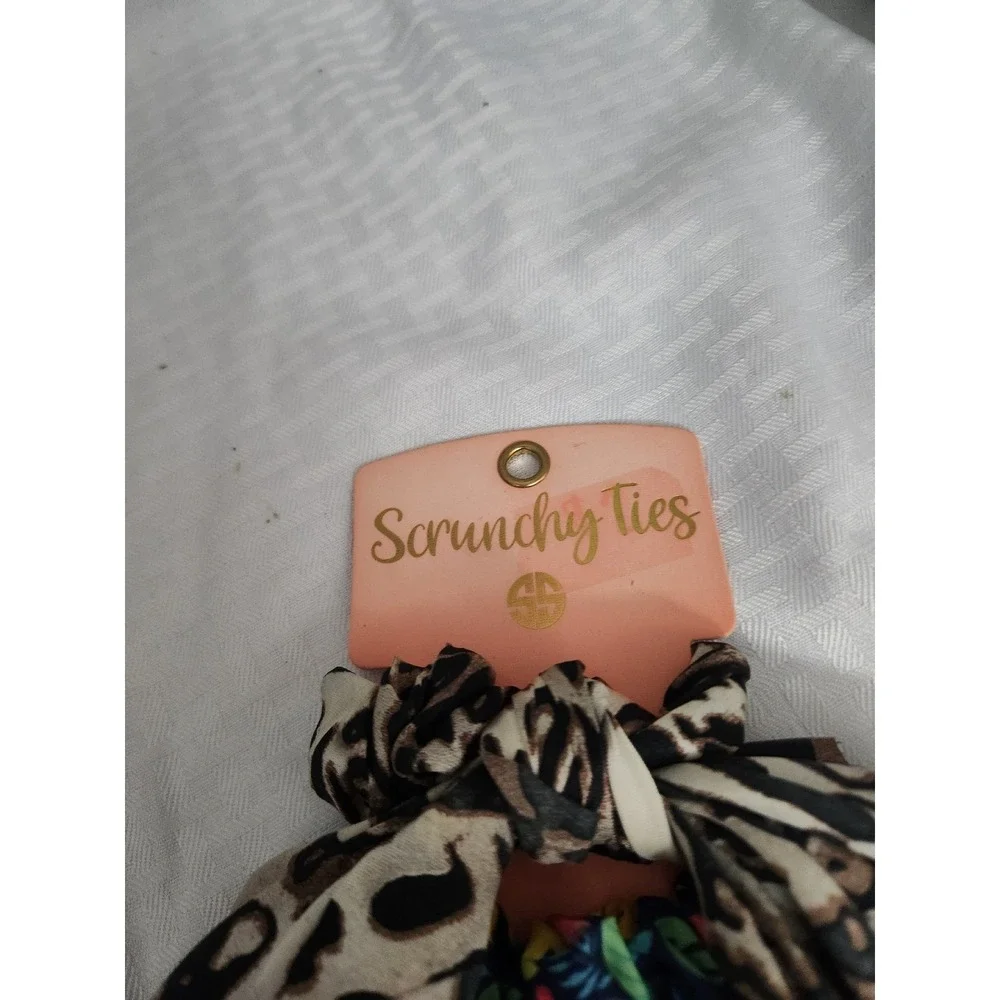 Simply Southern Scrunchy Ties 2 Pack Leopard Scarf Floral Print Hair Accessories